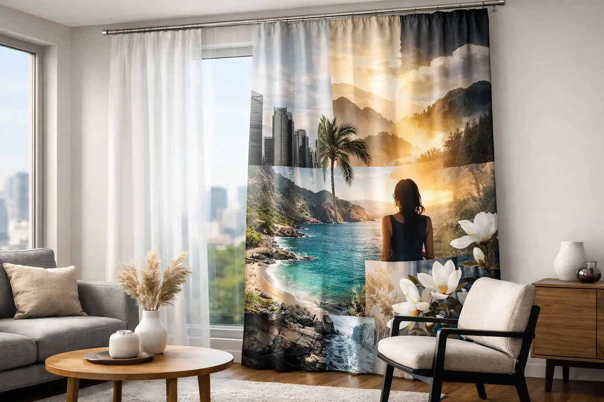 Vorhang mit Collage gestalten für starke Räume