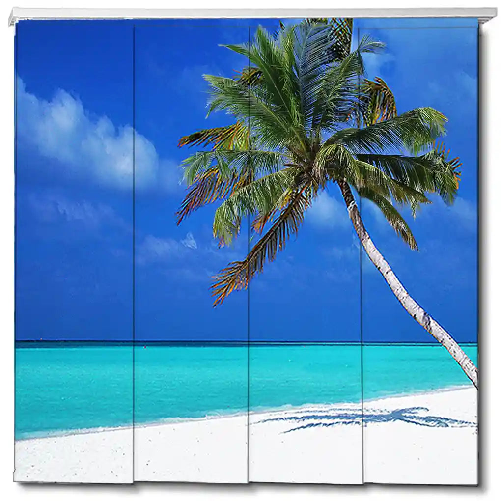 Fotodruck Schiebevorhang mit Strand Palme