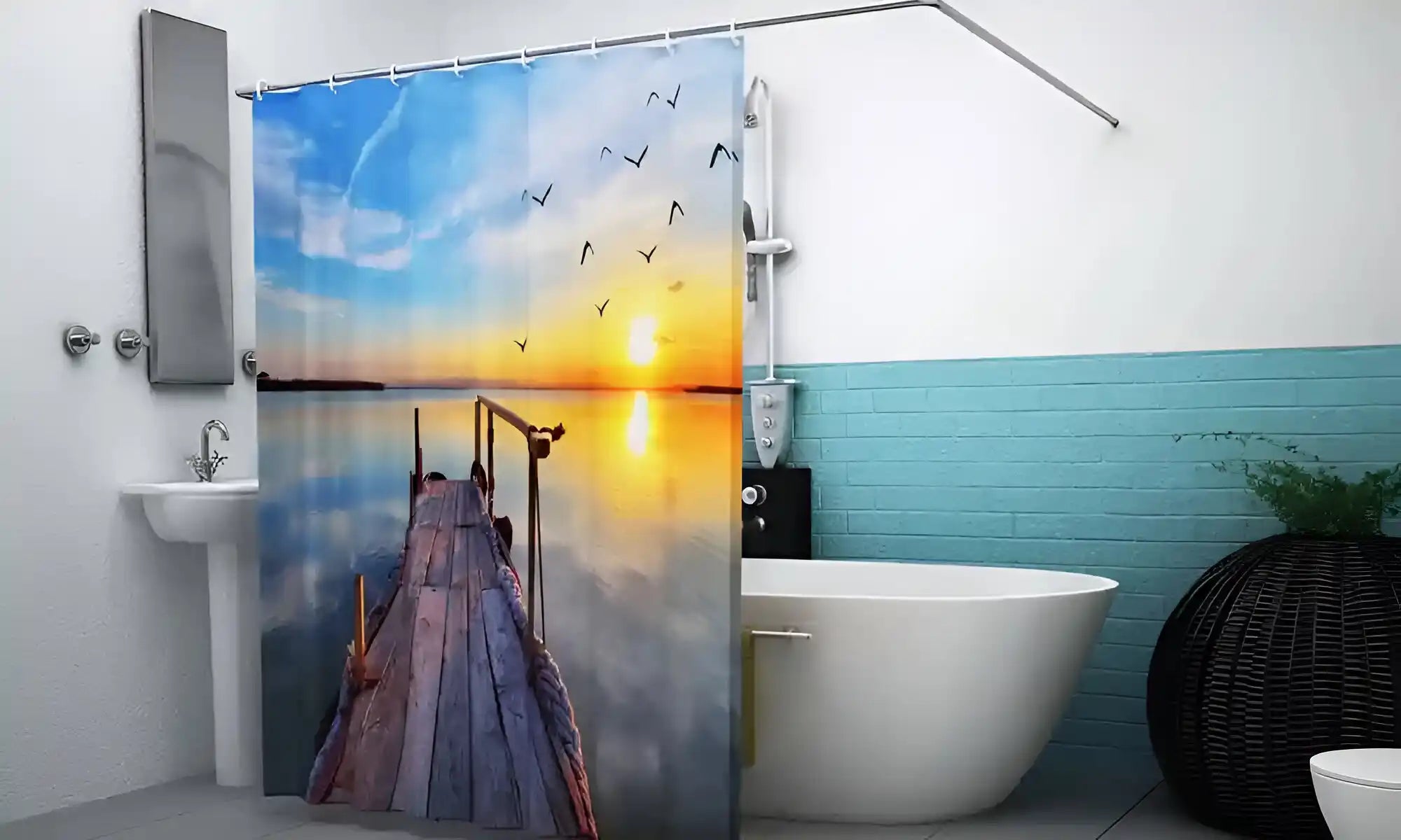 Fotodruck Duschvorhang bedruckt mit See Motiv