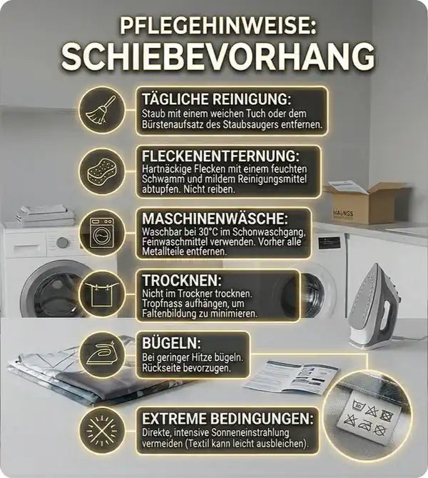 Schiebevorhang Pflege und Reinigung