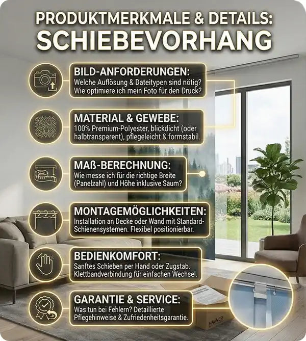 Produktmerkmale von einem Schiebevorhang