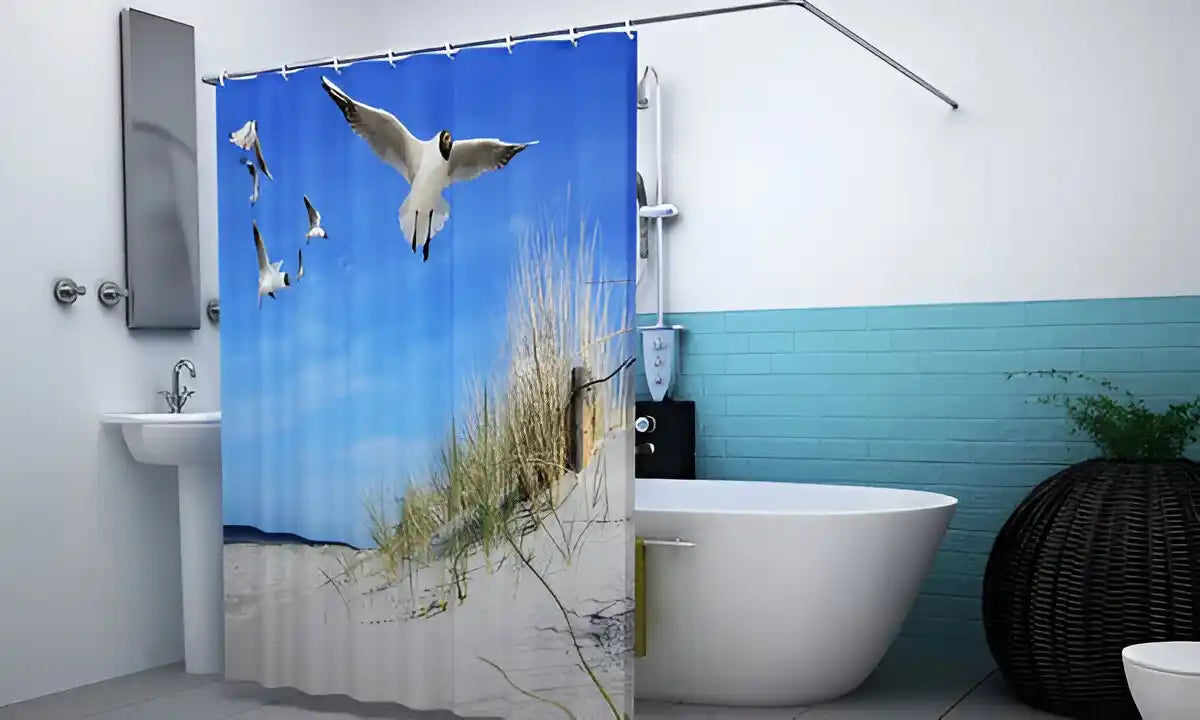 bedruckter Foto Duschvorhang Strandmotiv