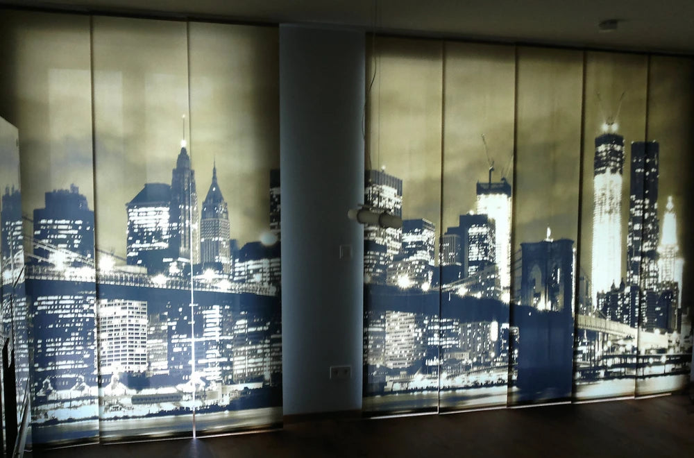 Kunden foto schiebevorhang bedruckt mit skyline motiv