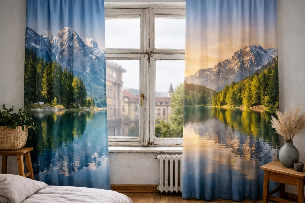 Maßgefertigte Fotovorhänge für Altbaufenster