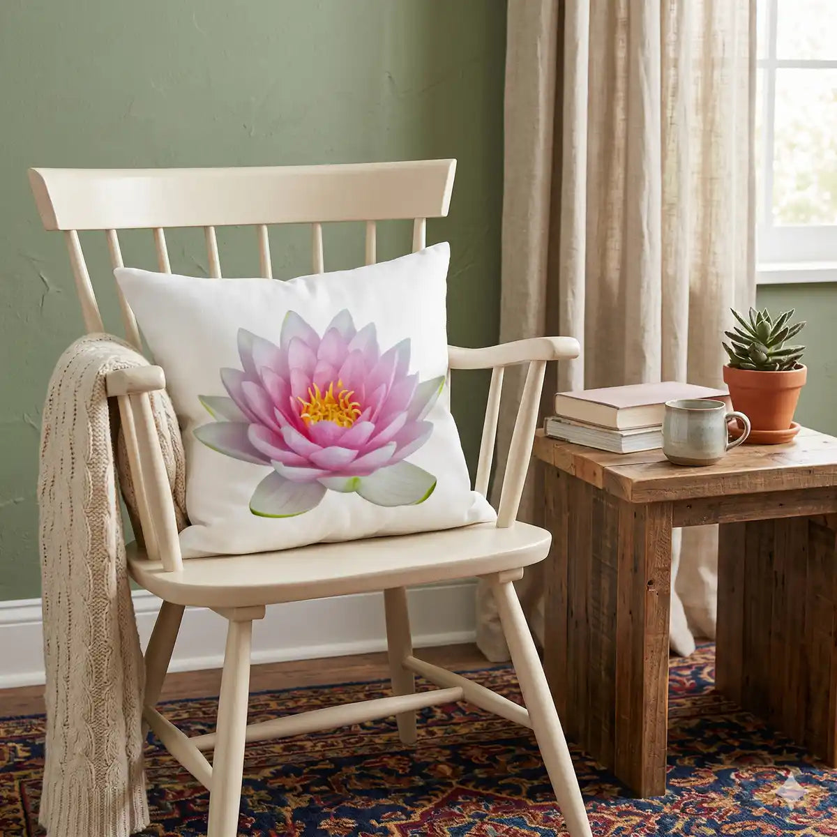 Foto Stoff bedruckt als Kissen mit Blumenmotiv