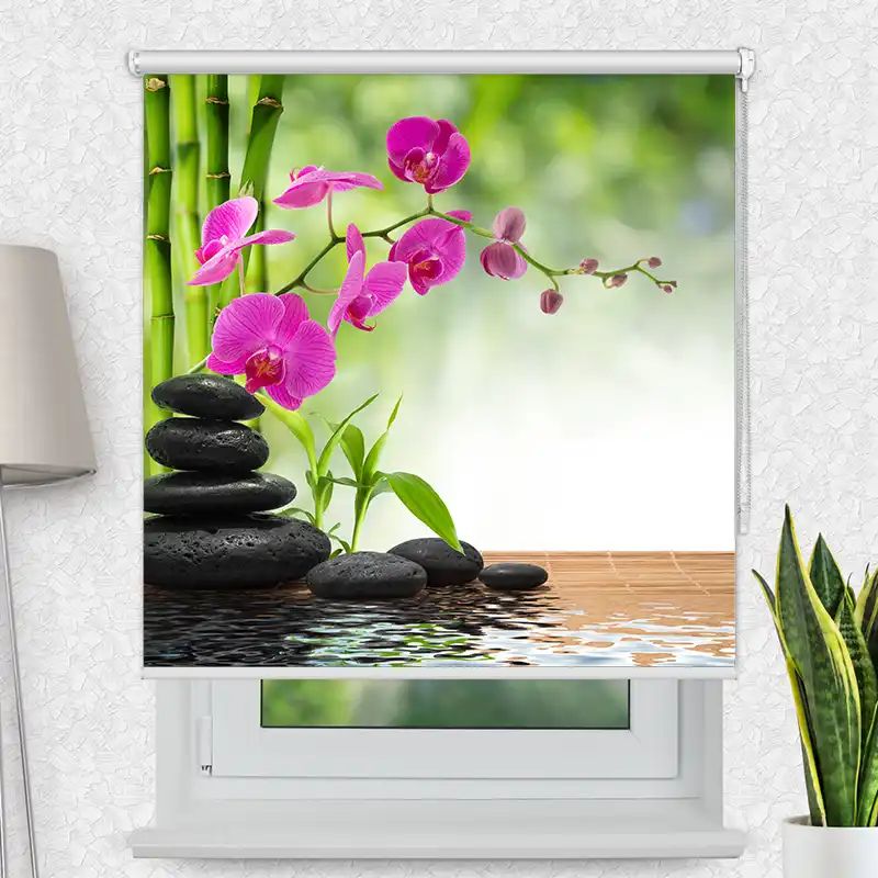 Fotorollo Premium "Schwarze Steine Orchidee"