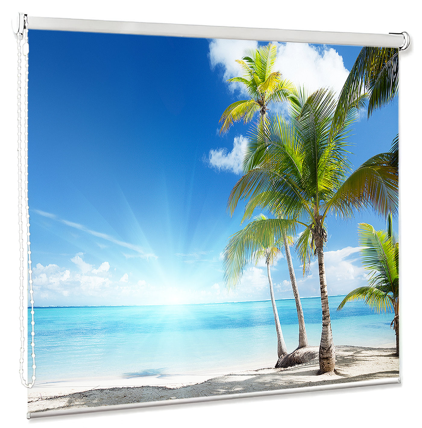 Fotorollo bedruckt mit Stand und Palmen