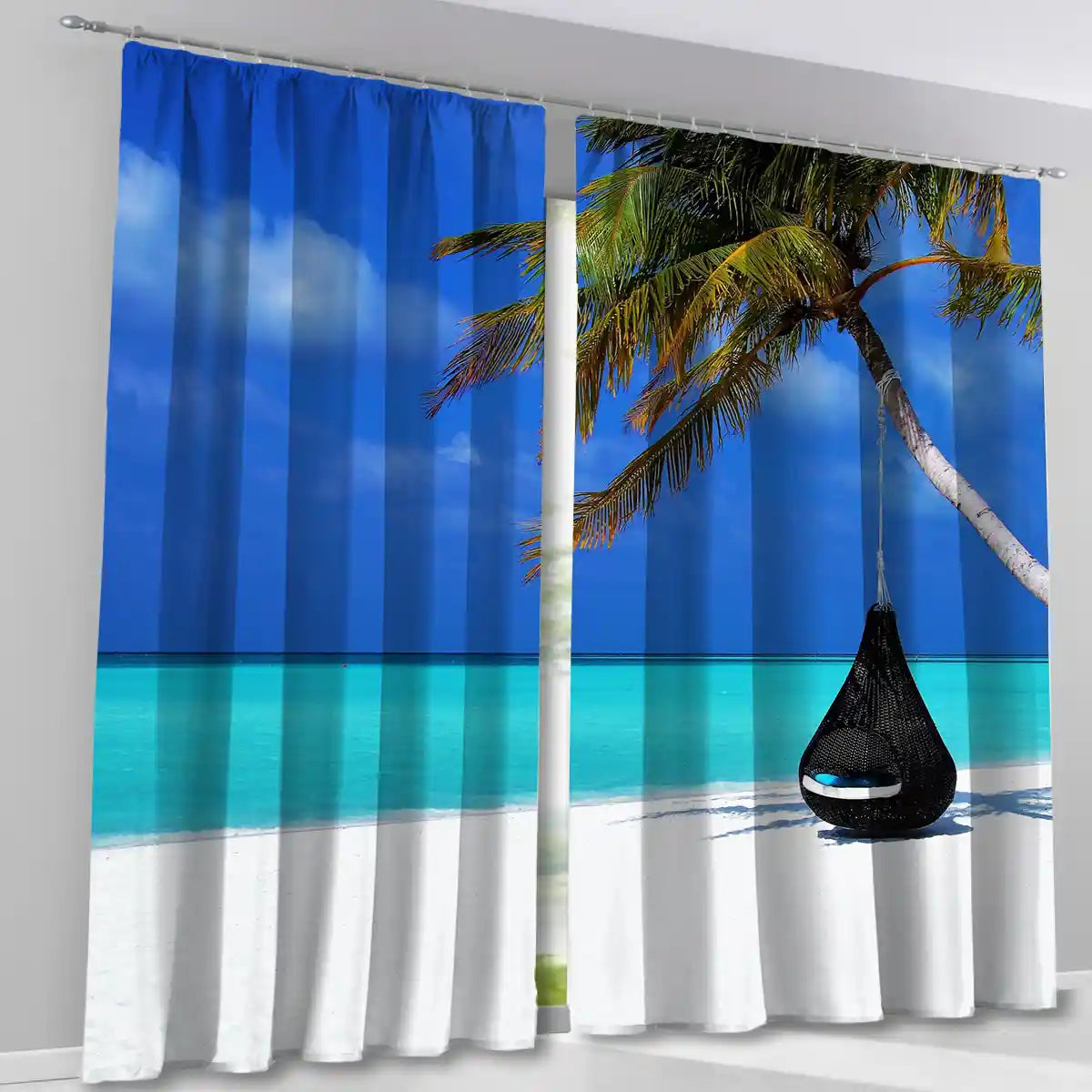 Fotogardine mit Fotodruck Karibik Motiv bedruckt 