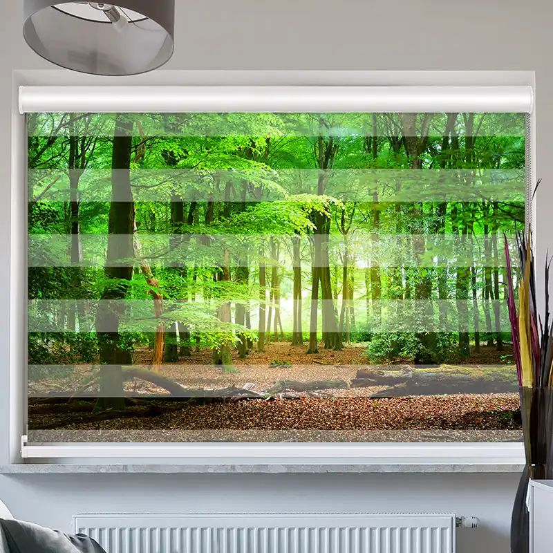 Foto Doppelrollo mit Kassette "Wald Laub"