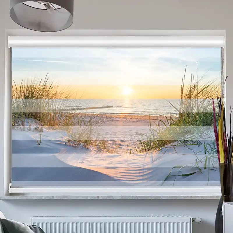 Foto Doppelrollo mit Kassette "Ostsee Düne Sonnenuntergang"