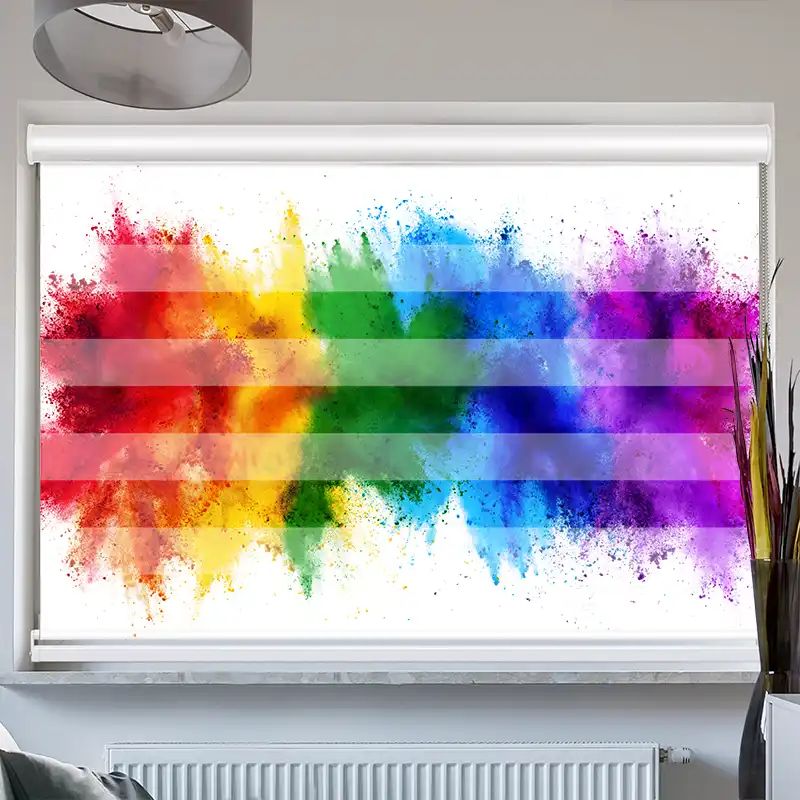 Foto Doppelrollo mit Kassette "Regenbogen Farbexplosion"