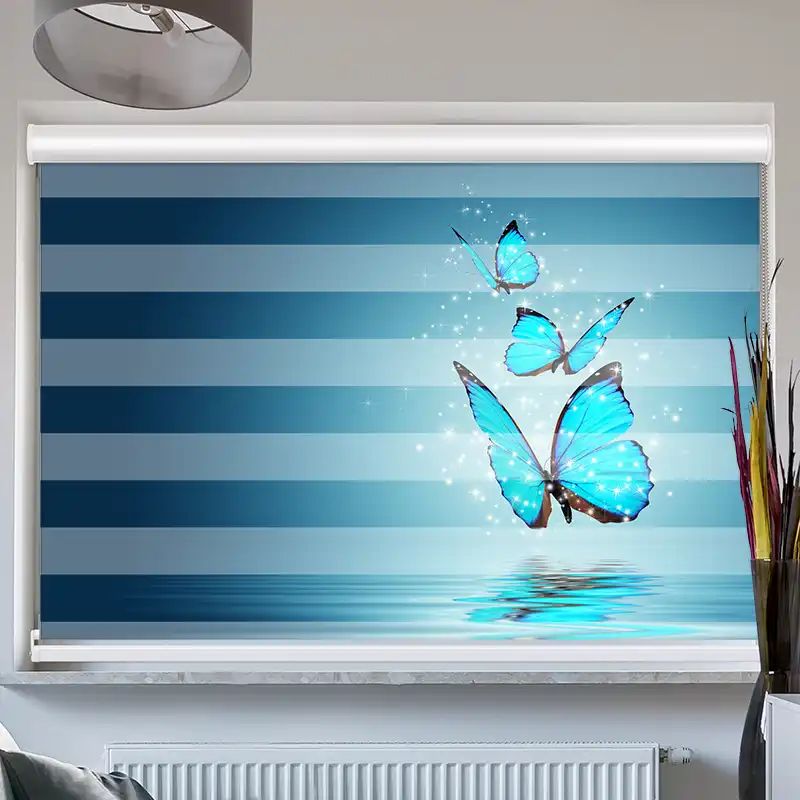 Foto Doppelrollo mit Kassette "Blaue Schmetterlinge"
