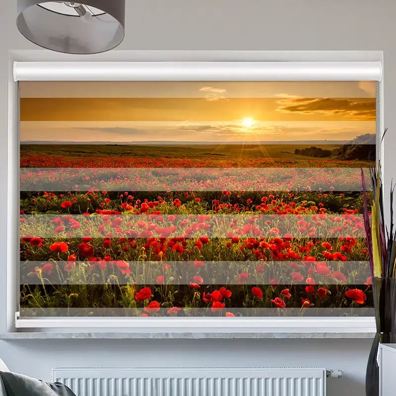 Foto Doppelrollo mit Kassette "Mohnblumen Feld"