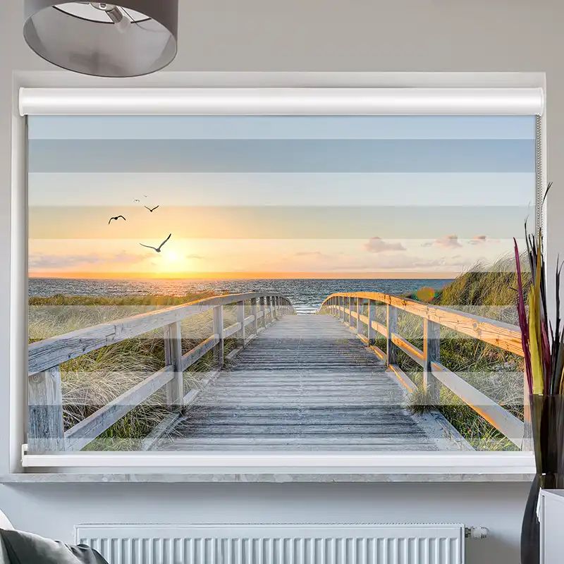 Foto Doppelrollo mit Kassette "Meer Brücke Romantisch"