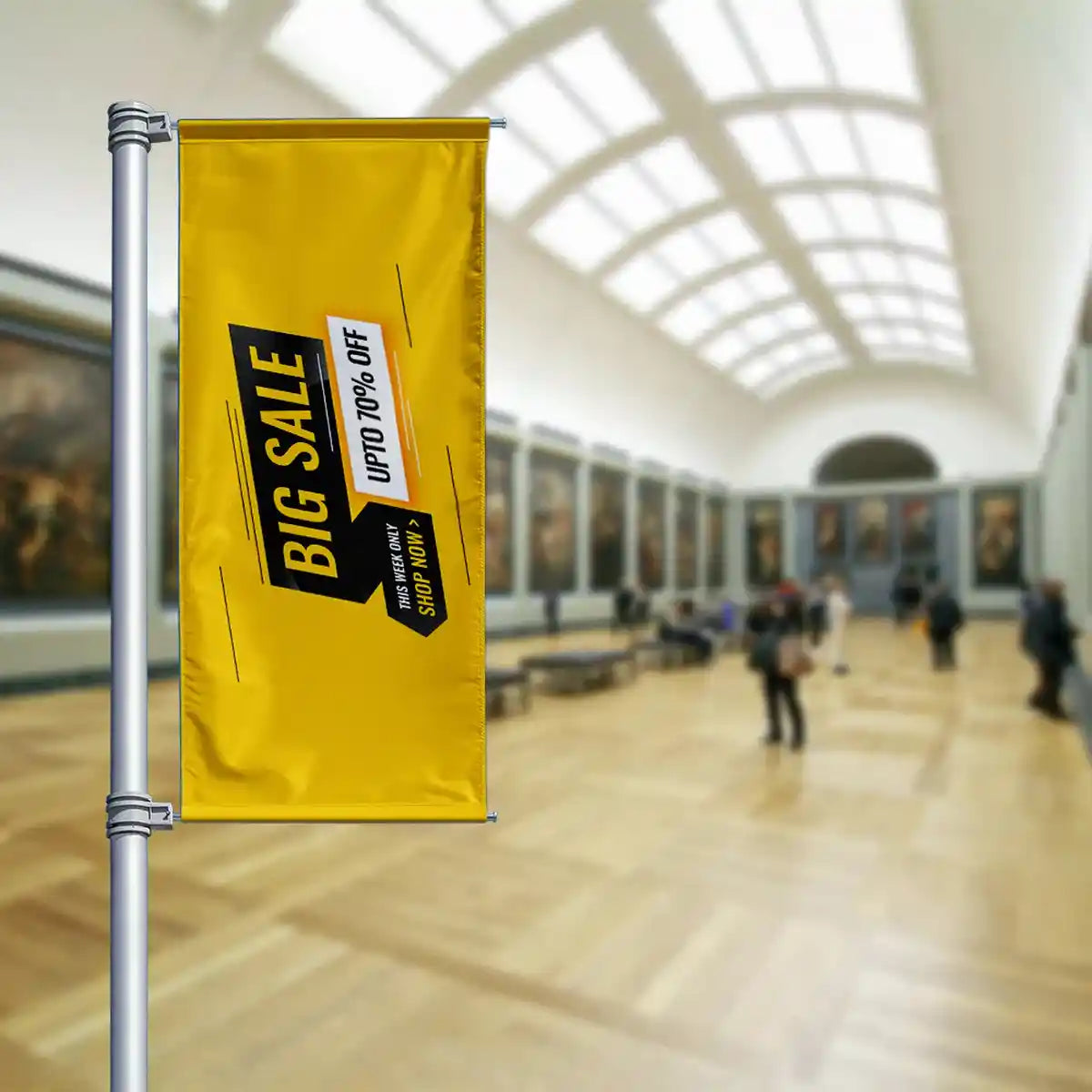 Foto Werbe Fahne bedruckt mit Werbung
