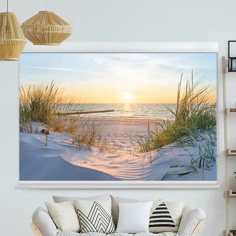 Foto Rollo mit Kassette "Ostsee Düne Sonnenuntergang"