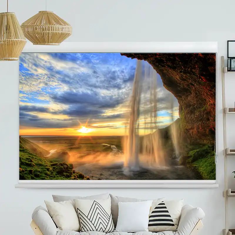 Foto Rollo mit Kassette "Seljalandfoss Wasserfall"