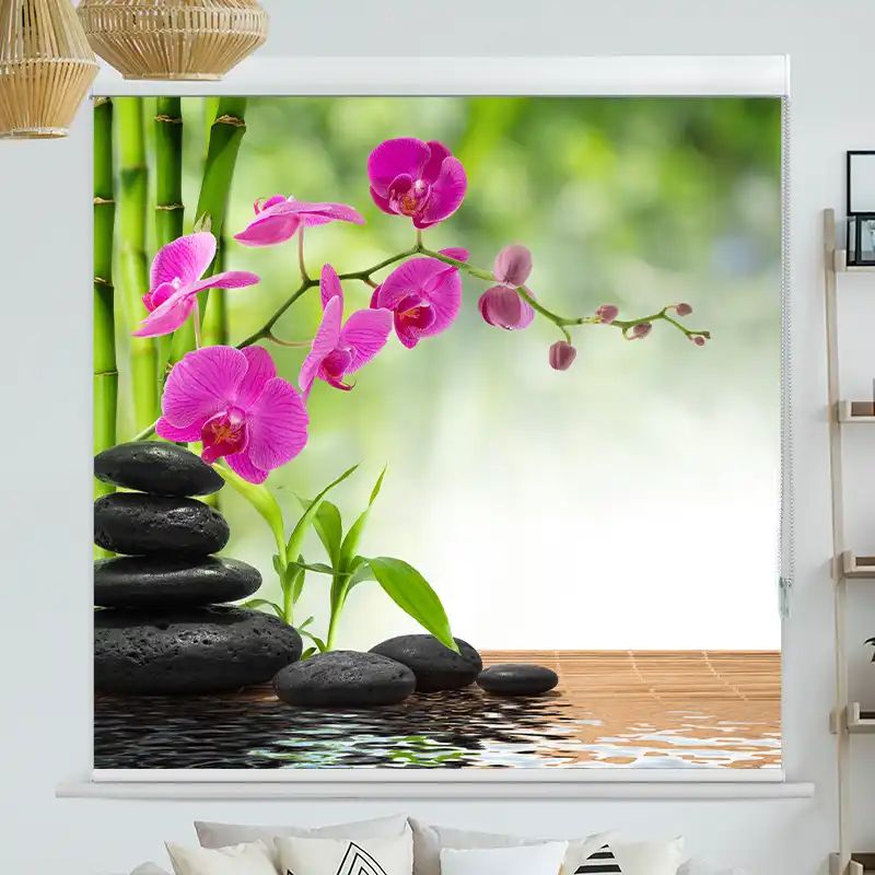 Foto Rollo mit Kassette "Schwarze Steine Orchidee"