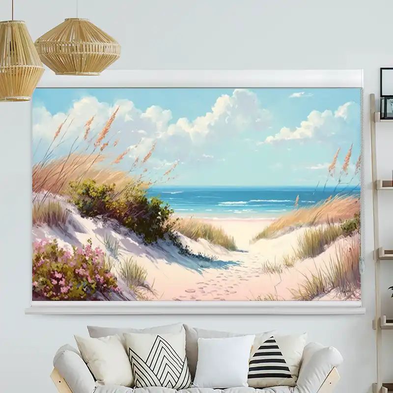 Foto Rollo mit Kassette "Düne Meer Aquarell"