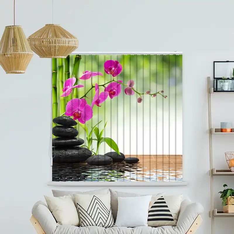 Foto Lamellenvorhang "Schwarze Steine Orchidee"
