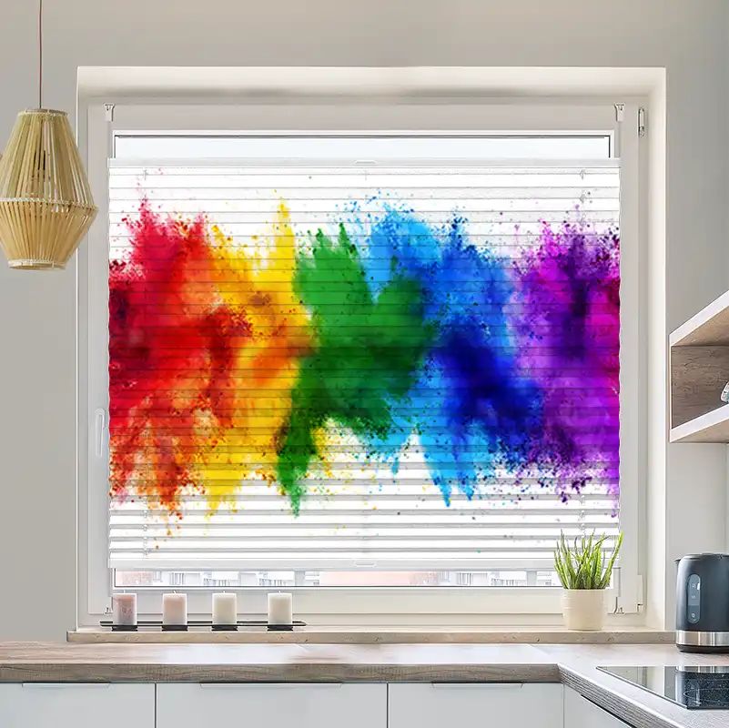 Foto Plissee "Regenbogen Farbexplosion"