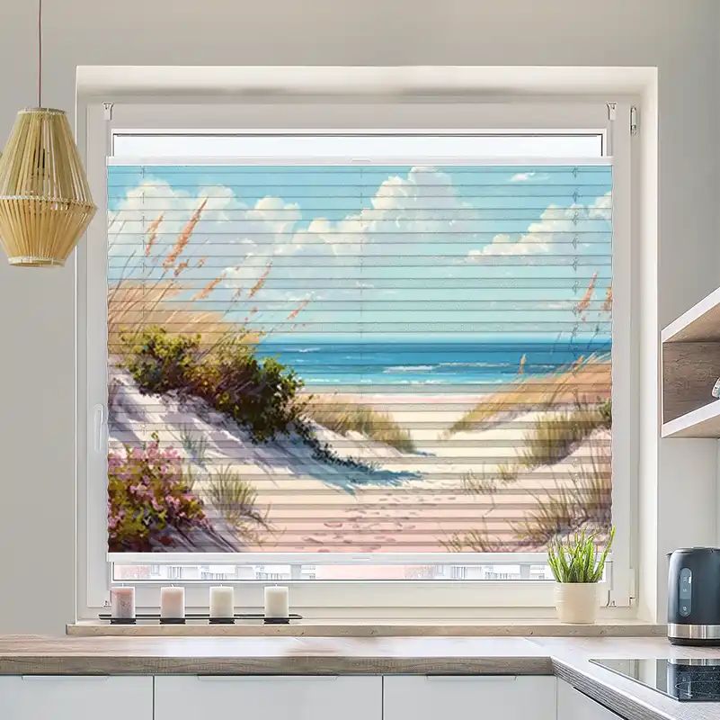 Foto Plissee "Düne Meer Aquarell"