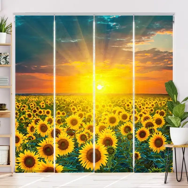 Schiebegardine "Sonnenblumenfeld Im Sonnenuntergang"