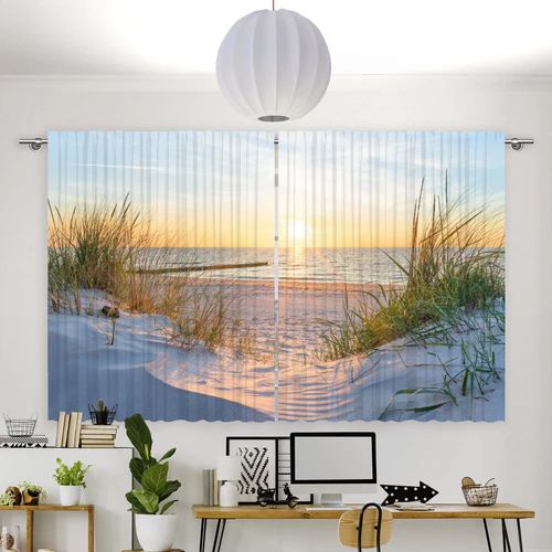 Fotovorhang "Kueste Meer Sonnenuntergang"