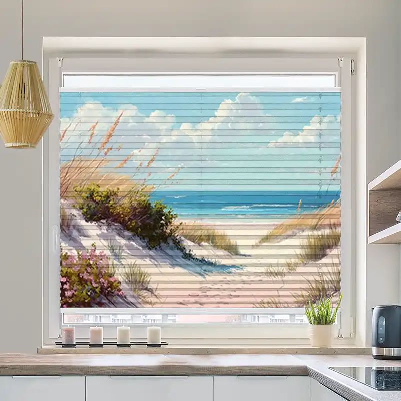 Foto Wabenplissee "Düne Meer Aquarell"