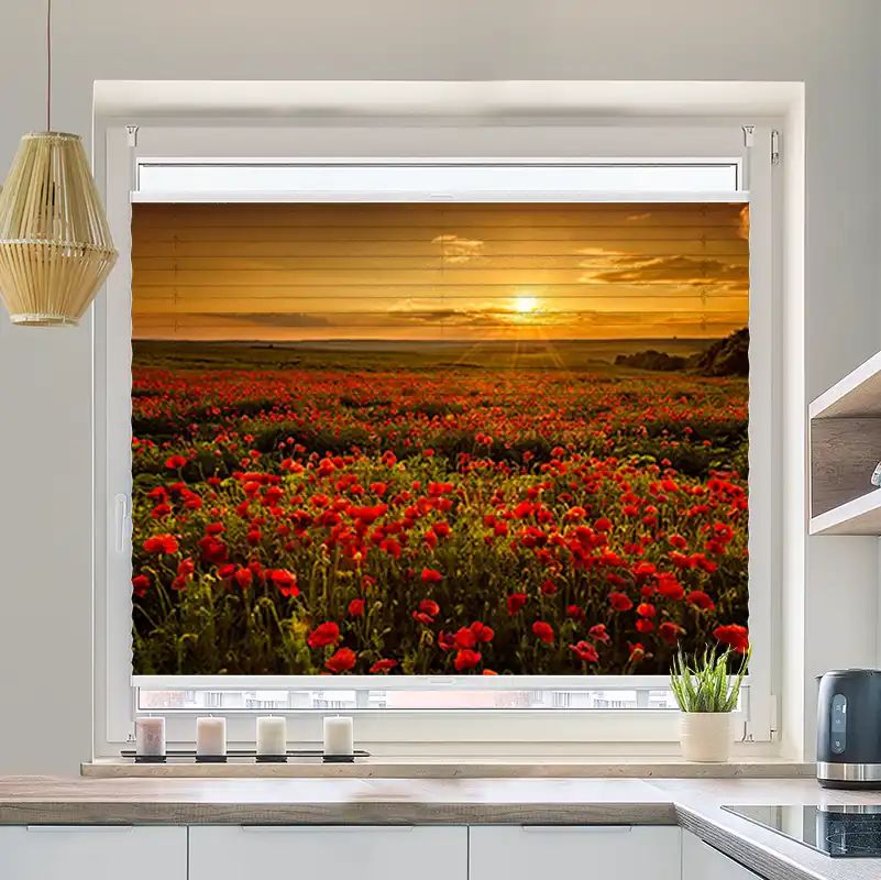 Foto Wabenplissee "Mohnblumen Feld"