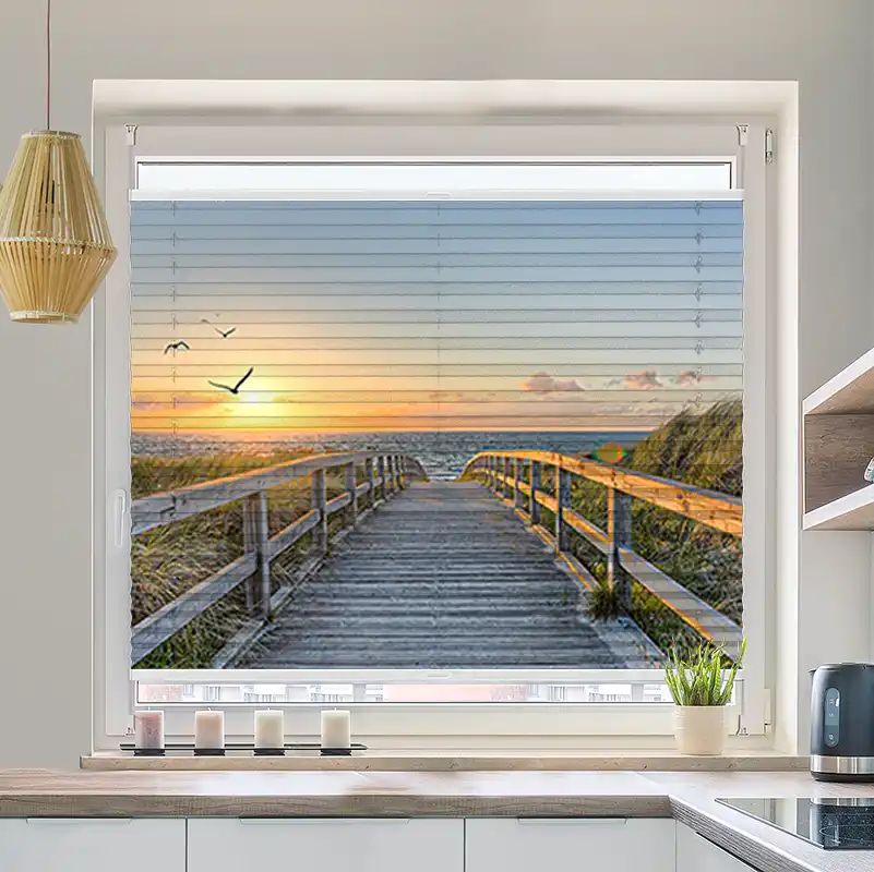 Foto Wabenplissee "Meer Brücke Romantisch"